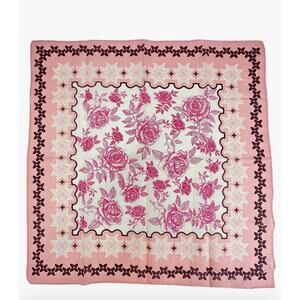 Boutique Rose Floral Organic Cotton Pink Boho Cottage Western Bandana NEW